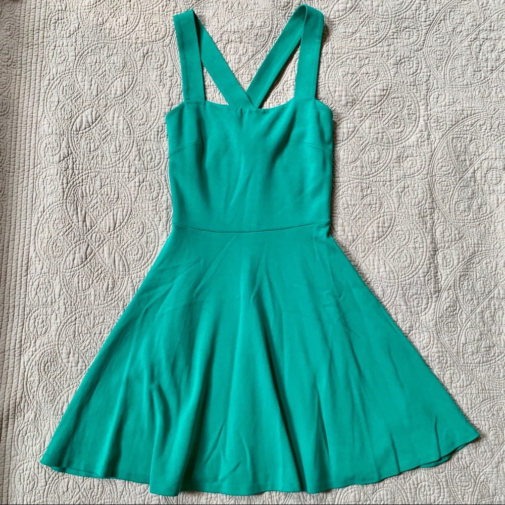 Kelly Green Cross Strap Skater Dress